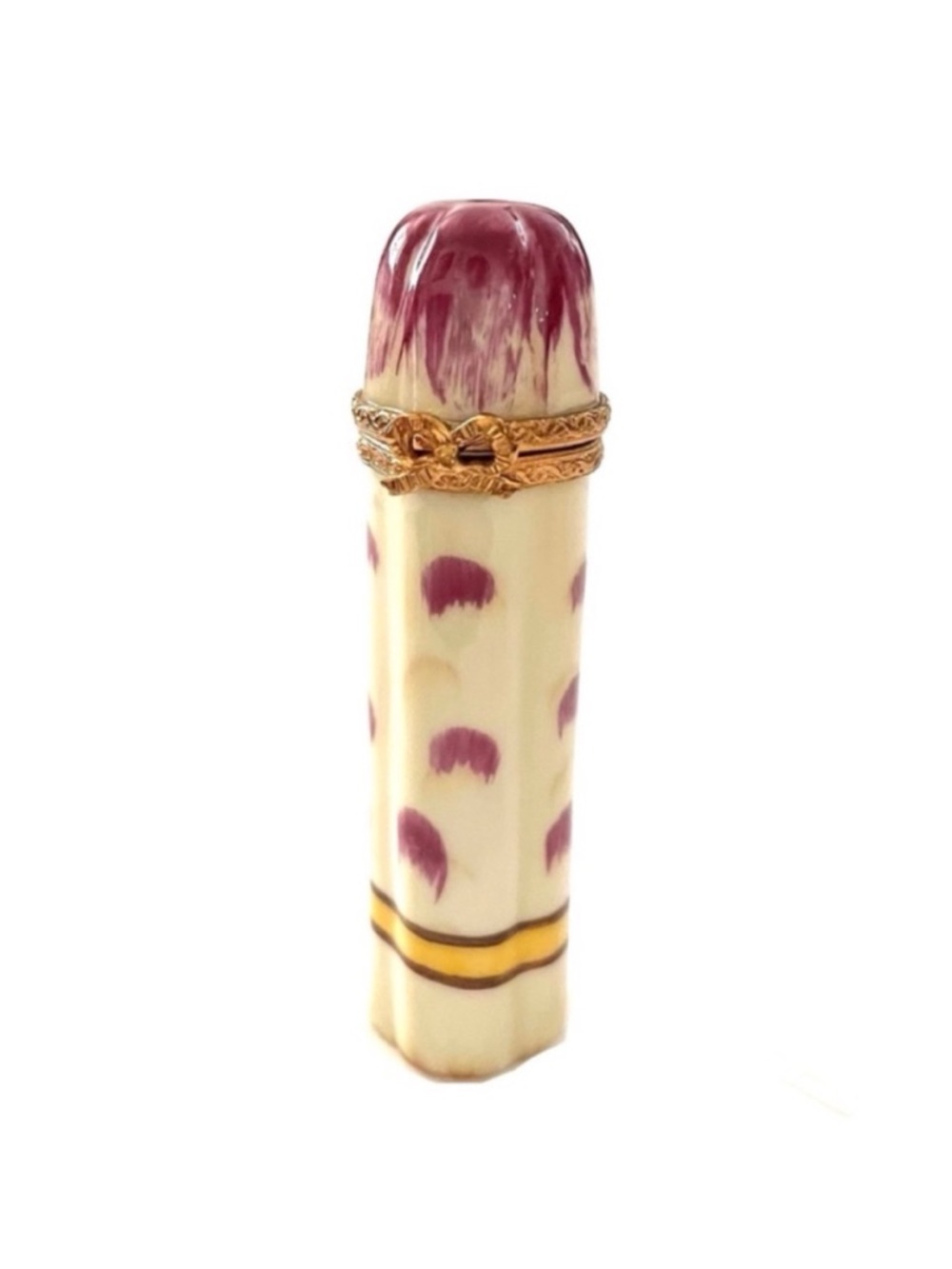 Limoges France Porcelain Asparagus Trinket or Pill Box Limited Edition—Handmade